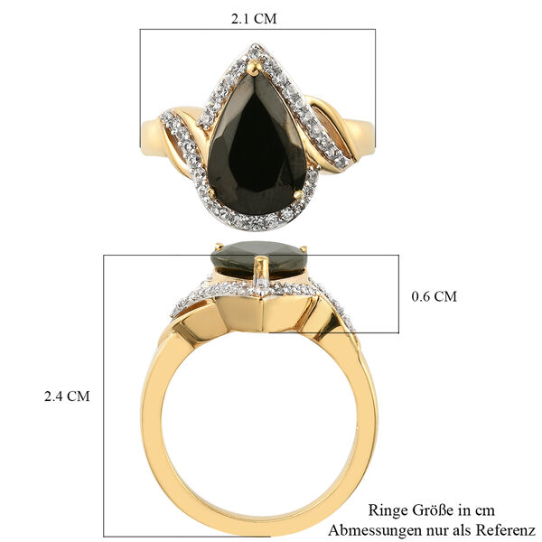 Elite Shungit und Zirkon Ring 925 Silber vergoldet  ca. 2,25 ct image number 7