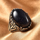 Blauer Sandstein Ring in Edelstahl image number 1