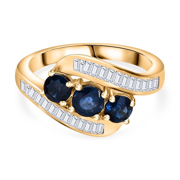 Blauer Saphir und Zirkon-Ring - 1,96 ct.