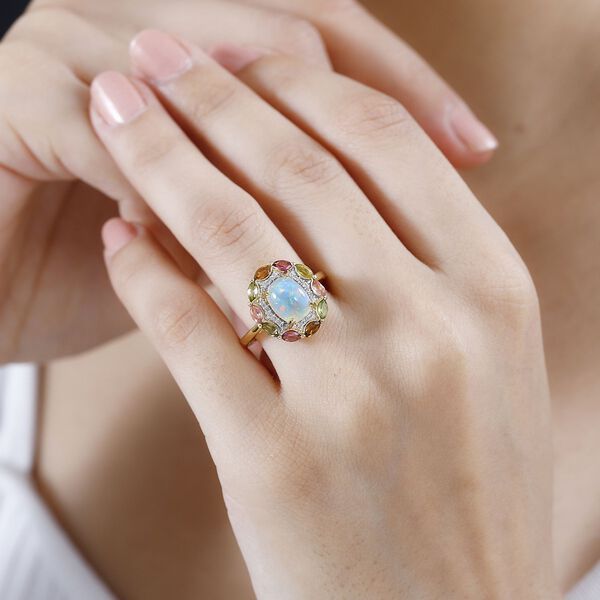 AA Natürlicher, äthiopischer Welo Opal, Multi-Turmalin und Zirkon Ring - 2,45 ct. image number 4