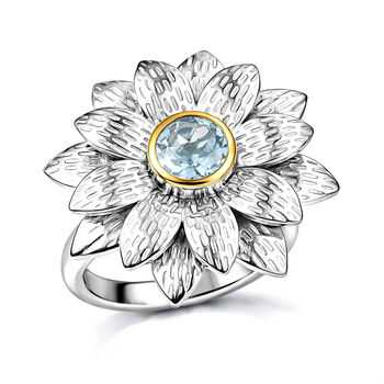 EverTrue himmelblauer Topas zweifarbiger Ring - 1 ct.