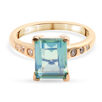 Pfau Triplett Quarz und Zirkon Ring 925 Silber vergoldet (Gr&ouml;&szlig;e 16.00) ca. 2,80 ct