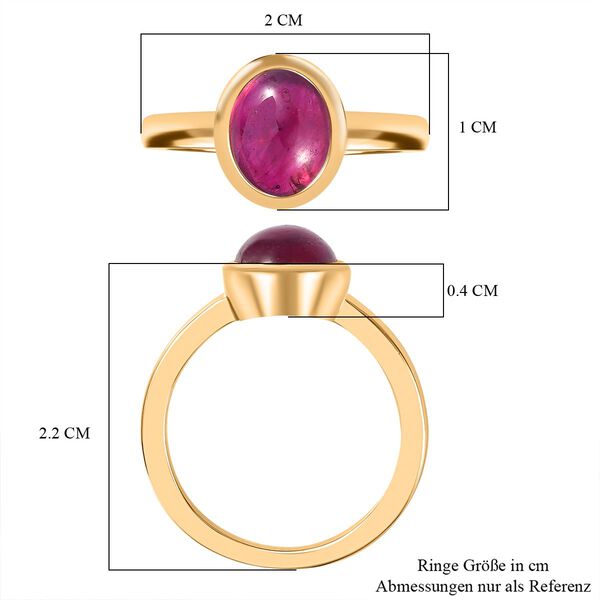 AA Afrikanischer Rubin (Fissure gef&uuml;llt) Ring 925 Silber Gelbgold Vermeil (Gr&ouml;&szlig;e 17.00) ca. 2,98 ct image number 7