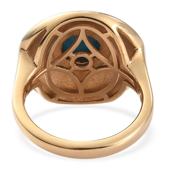 Natürlicher Sleeping Beauty Türkis Ring 925 Silber Gelbgold Vermeil image number 7