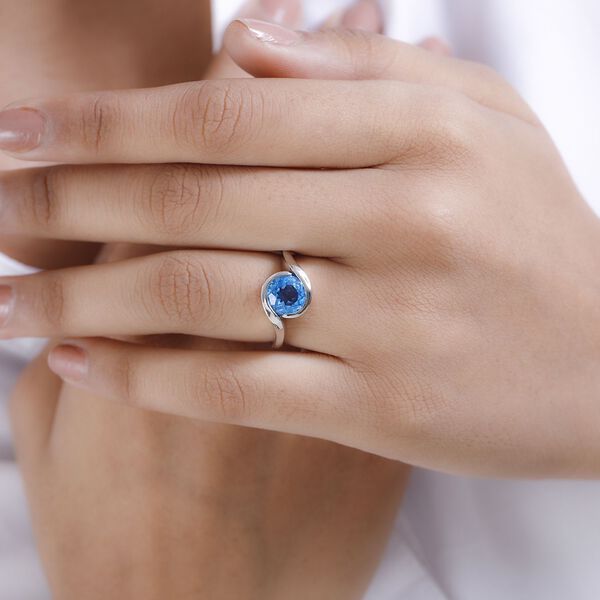 Schweizer Blautopas Ring, 925 Silber platiniert, (Gr&ouml;&szlig;e 20.00) ca. 2.38 ct image number 2