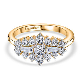 LUXURIANT DIAMANT - Lab Grown Diamant SI-GH Ring 925 Silber 750 Gelbgold Vermeil (Größe 17.00) ca. 1.00 ct
