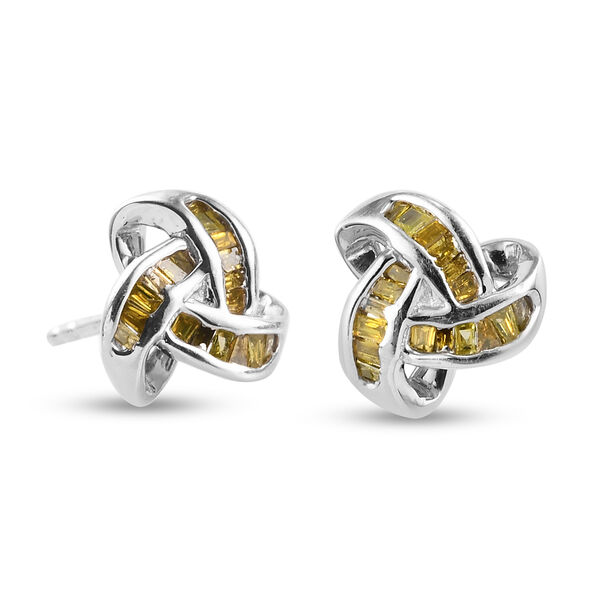 Rote Diamant keltische Knoten-Ohrstecker in Silber image number 4