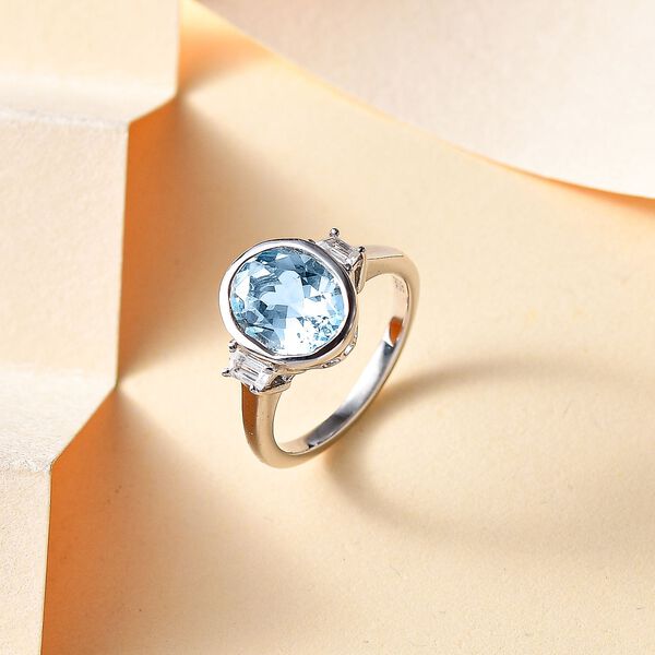 Himmelblauer Topas und Zirkon Ring - 3,14 ct. image number 1