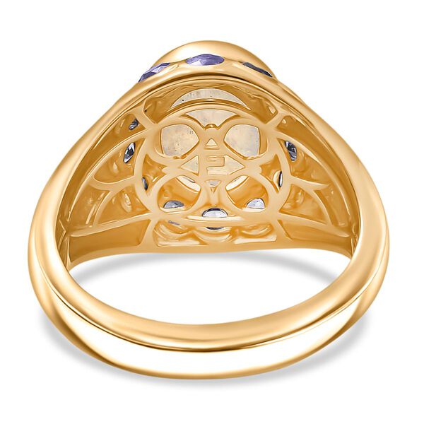 Regenbogen Mondstein, Iolit Ring Messing (Größe 17.00) ca. 3,55 ct image number 6