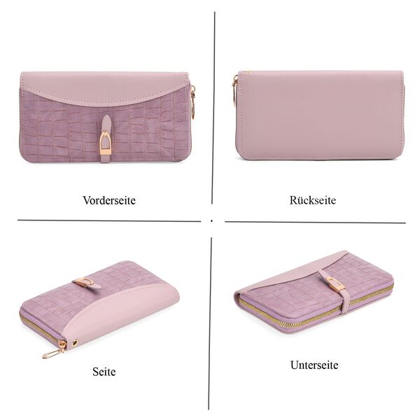 Life style Color:purple /Profile: wallet  wall(exterior):PU   Lining(interior): polyester;  wallet Pockets(exterior):Pockets(interior):currency divider-2;card slot-7 long wallet  Measurement:7.87*3.94*1.18inch            short wallet  Measurement:4.72*3. image number 4