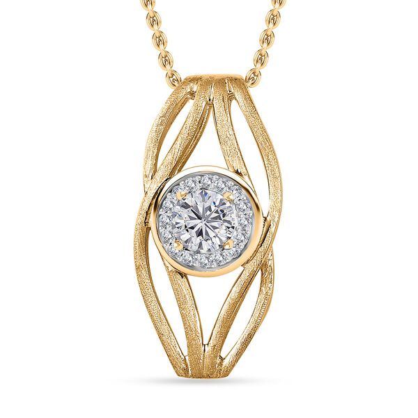 AA Moissanit Schmuckset 925 Silber 750 Gelbgold Vermeil ca. 0,59 ct.