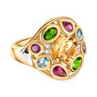 GP Italienischer Garten Kollektion - Citrin, Rhodolith Granat Ring 925 Silber Rhodiniert und 750 Gelbgold Vermeil (Größe 18.00) ca. 3.67 ct