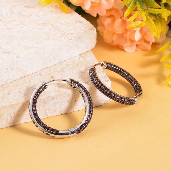 Rote Granat-Inside-Out-Creolen - 3,80 ct. image number 2