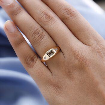 Nat&uuml;rlicher, goldener Tansanit und Zirkon-Ring - 0,59 ct.