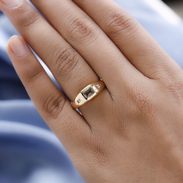 Natürlicher, goldener Tansanit und Zirkon-Ring - 0,59 ct. image number 2