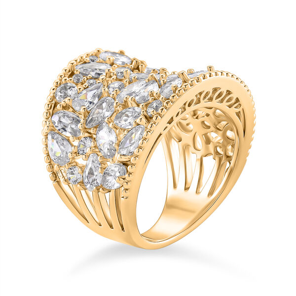 Wei&szlig;er Zirkonia Ring Nickelfreies Messing, Goldfarben, (Gr&ouml;&szlig;e 20.00) 5.00 ct image number 4