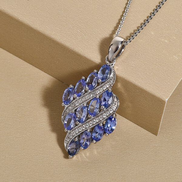 Tansanit und Zirkon Anhänger mit Kette in Silber 3,03 Ct image number 2