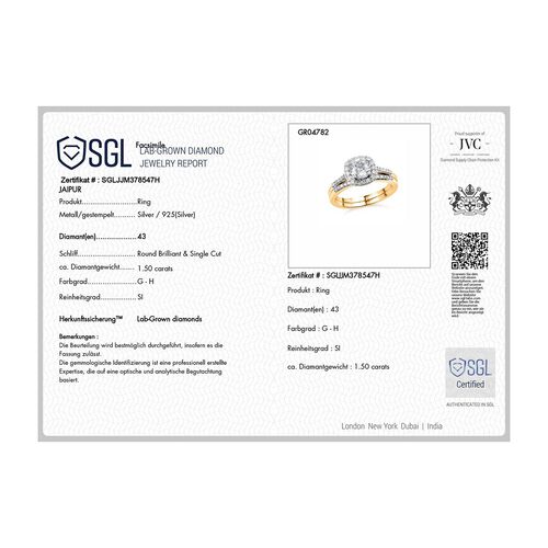 LUXURIANT DIAMOND - Lab Grown Diamant SI Ring 925 Silber 750 Gelbgold Vermeil (Größe 17.00) ca. 1.51 ct image number 7