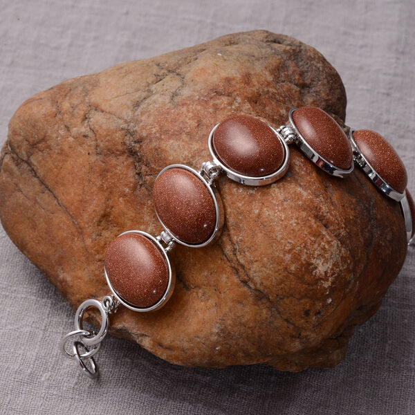 Gold-Sandstein-Armband, 19 cm, silberfarben ca. 122,00 ct image number 1