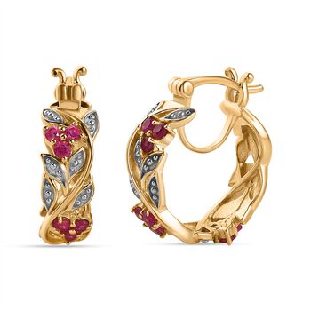 AA Afrikanischer Rubin (Fissure gef&uuml;llt) Ohrringe 925 Silber vergoldet ca. 0.99 ct