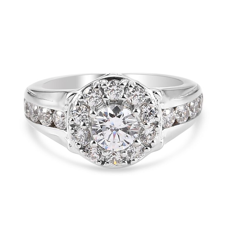 LUSTRO STELLA Hergestellt mit ZIRKONIA Ring 925 Silber Platin-Überzug (Größe 19.00) ca. 2,96 ct image number 0