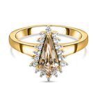 AAA Turkizit und weißer Zirkon-Ring, 925 Silber Gelbgold Vermeil (Größe 20.00) ca. 1.18 ct