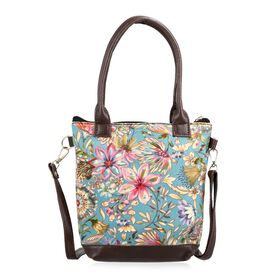 Crossbody Baumwolle, Blockprint, 25.4 x 23 cm, Hellblau