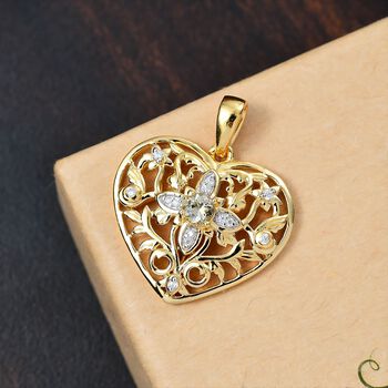 AA nat&uuml;rlicher goldener Tansanit und Moissanit Anh&auml;nger, ca. 0,34 ct.