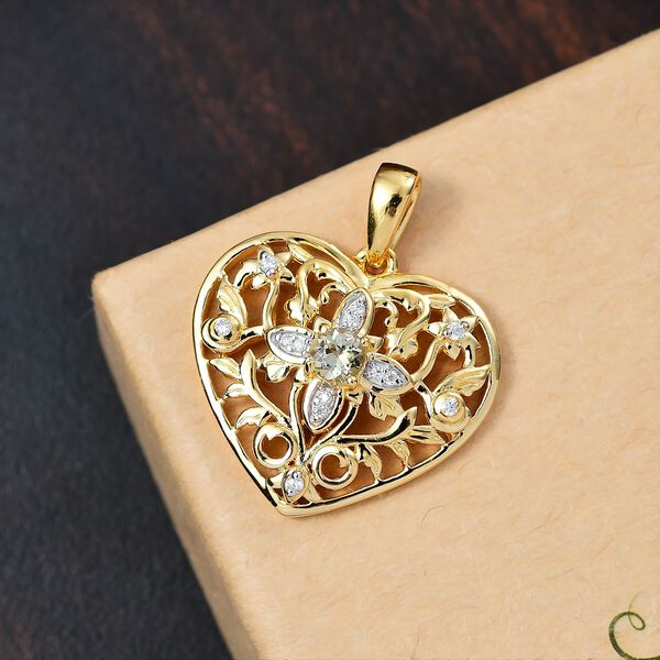 AA nat&uuml;rlicher goldener Tansanit und Moissanit Anh&auml;nger, ca. 0,34 ct. image number 2