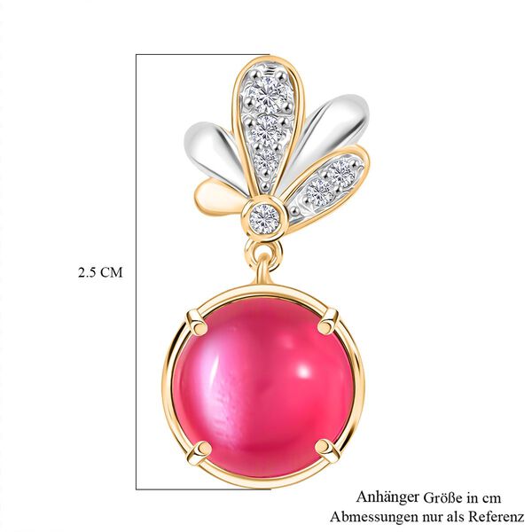 D'Joy Maulbeer Mondstein, Wei&szlig;er Zirkon Anh&auml;nger 925 Silber platiniert und vergoldet ca. 4.43 ct image number 5