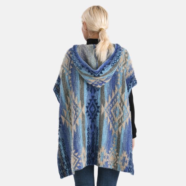  La Marey signature Printed pattern with hoodie ponchos image number 2