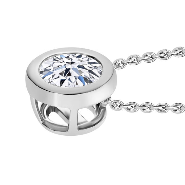 LUXURIANT VS-EF Labor Diamant Anh&auml;nger mit 50cm Kette, 925 Silber platiniert - 0,50 ct. image number 3