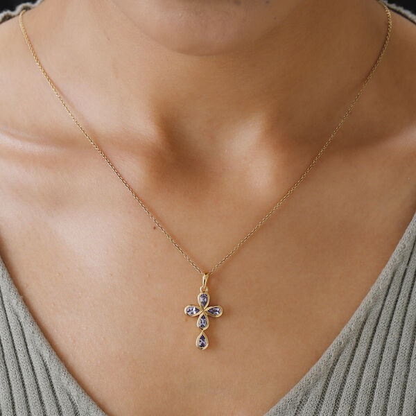 Tansanit Anh&auml;nger 925 Silber vergoldet ca. 1,00 ct image number 2