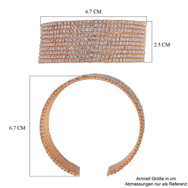 Weißer Kristall, von Designern inspirierter, flexibler Armreif, Messing, goldfarben image number 6