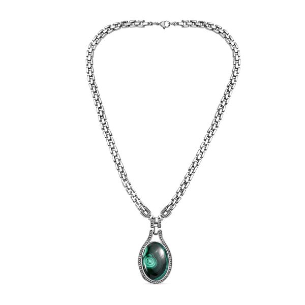 Malachit Halskette ca. 45 cm Edelstahl ca. 41.20 ct image number 4