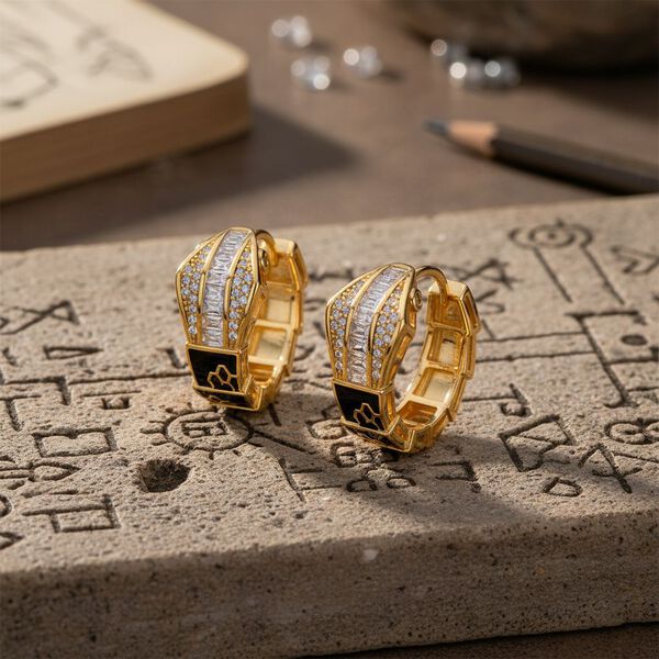 Weißer Zirkonia Ohrringe Nickelfreies Messing emailliert 0.50 ct image number 1