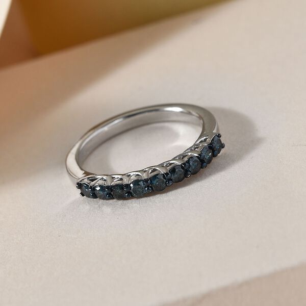 Blauer Diamant Band-Ring, 925 Silber platiniert  ca. 0,50 ct image number 2