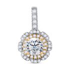 Moissanit Anhänger 925 Silber Rhodiniert und 750 Gelbgold Vermeil ca. 1,22 ct.