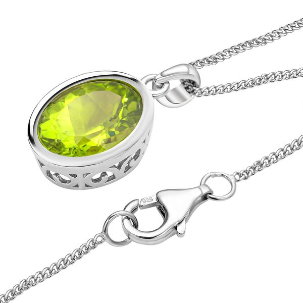Peridot-Solitär-Anhänger mit Kette, 925 Silber rhodiniert, 4,96 ct. image number 4