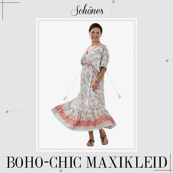 Boho-Chic Maxikleid mit Quasten, Einheitsgr&ouml;&szlig;e, pink
