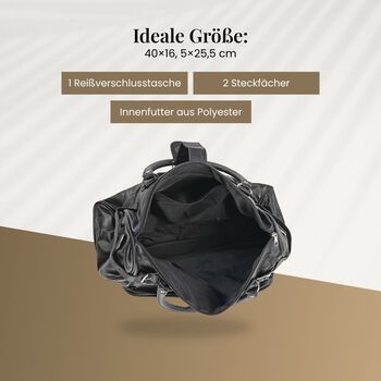 Patchwork Crossbody Tasche aus Schafleder mit mehreren Rei&szlig;verschlussf&auml;chern, 40&times;16,5&times;25,5 cm, Schwarz