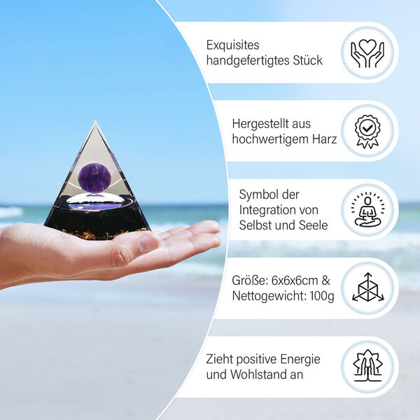 Edelstein Pyramide mit Obsidian und Amethyst, Amethyst image number 3