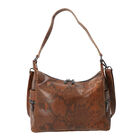 Hobo-Tasche aus 100% echtem Leder, Schlangenhautmuster, Braun image number 0