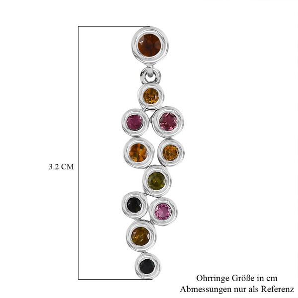 Mehrfarbige-Turmalin Ohrringe, 925 Silber platiniert, ca. 1.37 ct image number 5