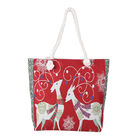 Jute Handtasche, Rentier Muster, Größe 42x34x9x37 cm, Rot