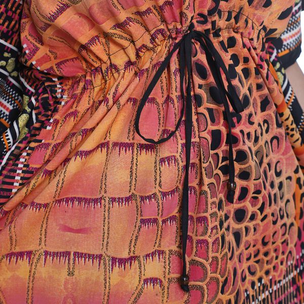 V-Ausschnitt bedruckter Kaftan, Einheitsgr&ouml;&szlig;e Orange image number 6