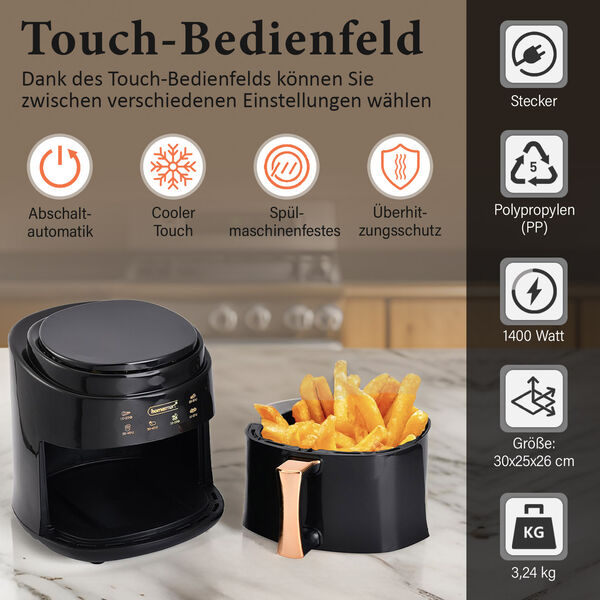 HOMESMART Digitale Hei&szlig;luftfritteuse, 8L Kapazit&auml;t, 1400W, Schwarz image number 2