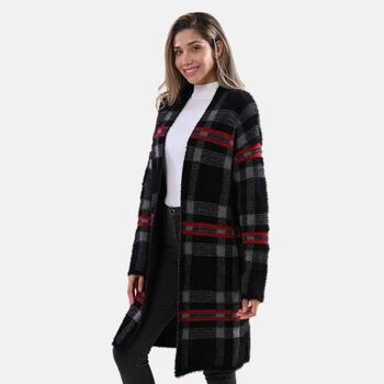 LA MAREY - lange Strickjacke, Einheitsgr&ouml;&szlig;e Braun