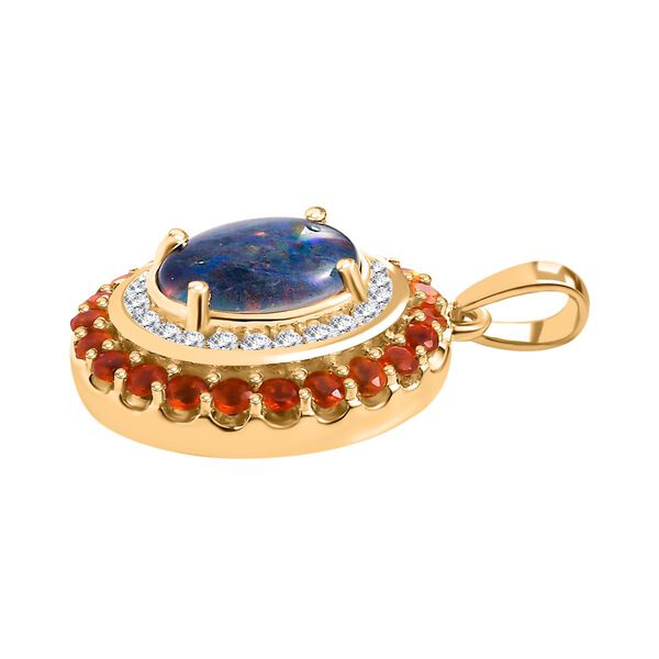 Boulder Opal Triplett, Feueropal und Zirkon-Anh&auml;nger - 2,58 ct. image number 3