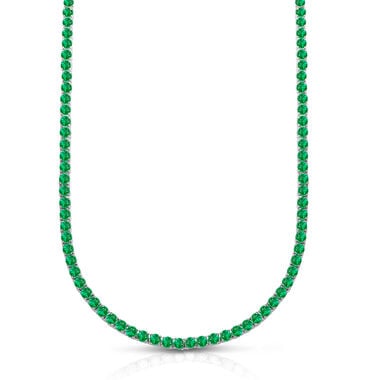 Grüne Zirkonia Halskette, ca. 45 cm, silberfarben ca. 28,25 ct